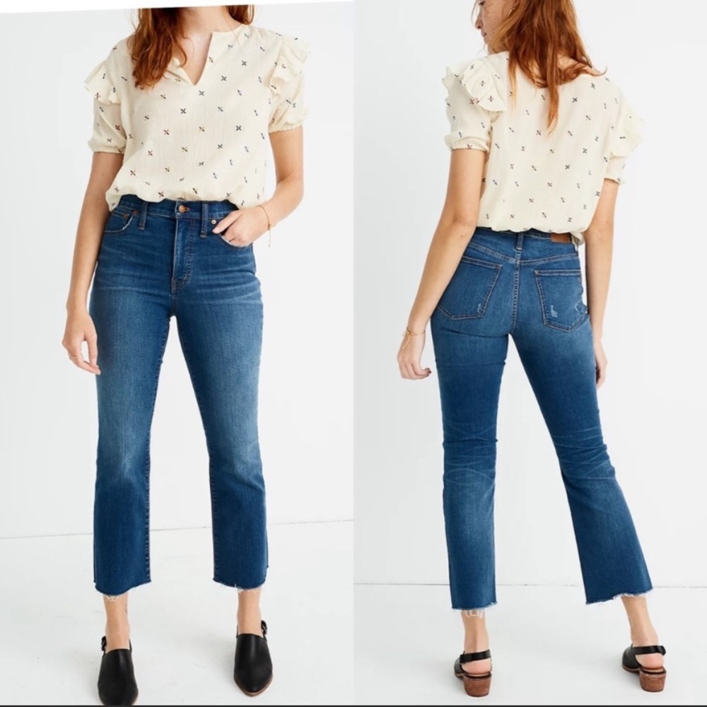 Madewell Cali Demi Boot Jeans in Preston Wash Raw-Hem Edition 29